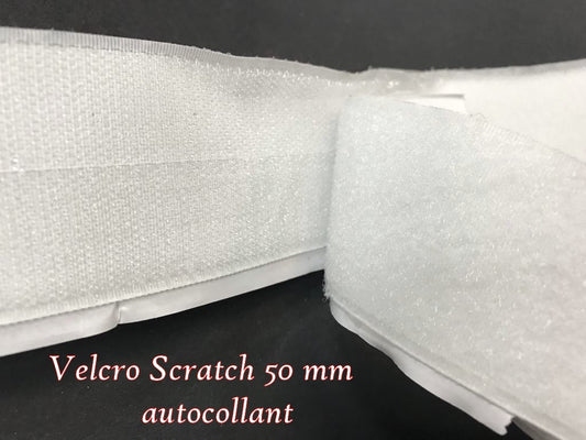 Tiras de velcro autoadhesivas, 50 mm, color blanco, tiras de velcro autoadhesivas