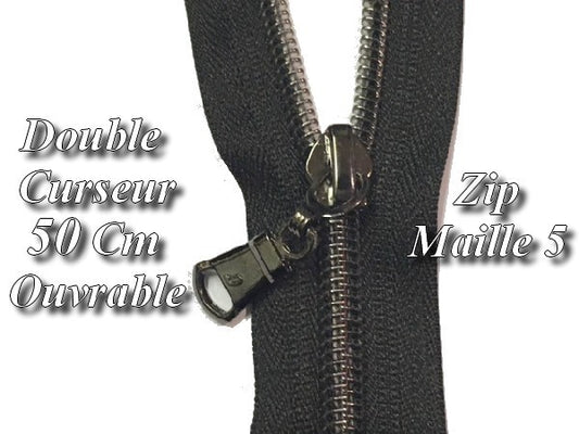 Cremallera de malla de 6 direcciones de 50 cm, color bronce, que se puede abrir y coser.