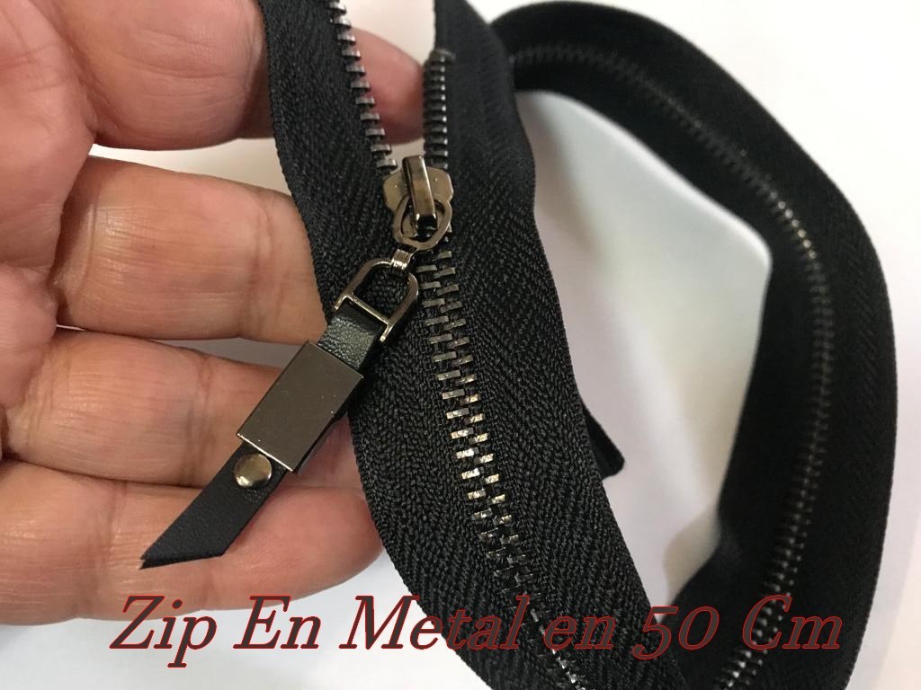 Zip Fermeture A Glissière Métal Maille Noir En 50 Cm Noir Ouvrable