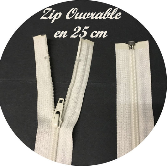 Zip Fermeture Eclair A Glissière En Maille 4 Spirale A Coudre en 25 cm  Ecru Ouvrable