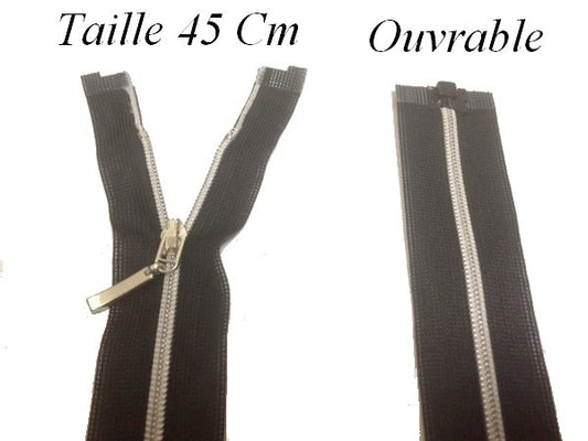 Zip Fermeture Eclair à Glissière en Maille Argent en 45 cm ouvrable à Coudre