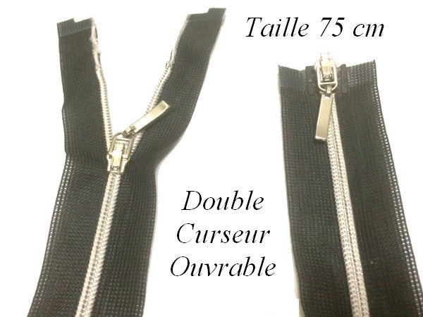 Cremallera de malla plateada de 75 cm que se puede abrir y coser