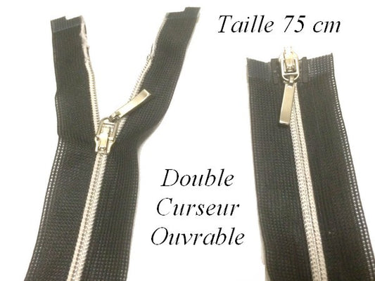 Zip Fermeture Eclair à Glissière en Maille Argent en 75 cm ouvrable à Coudre
