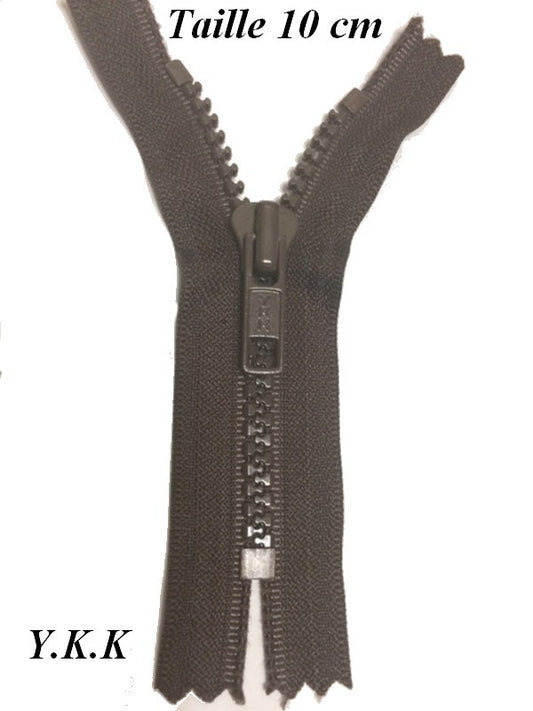 Zip Fermeture Eclair à Glissière en Maille Injecté à Coudre en 10 cm Marron