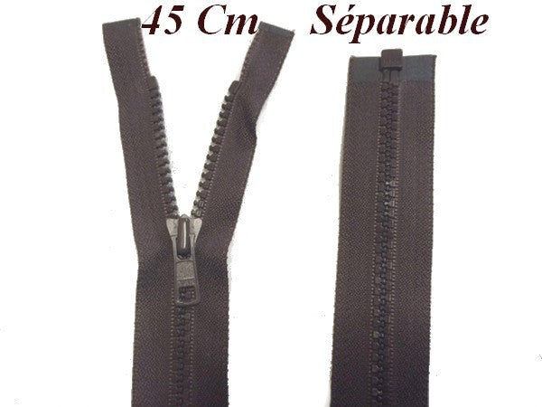 Zip Fermeture Eclair à Glissière en Maille Injecté à Coudre en 45 cm Marron.