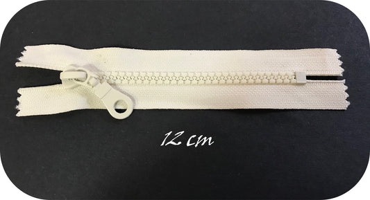 Zip Fermeture Injecté ecru en 12 cm en Maille plastique à Coudre  .