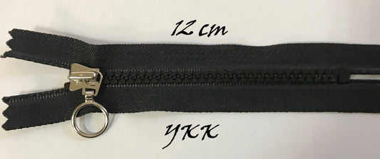 Zip Fermeture Injecté noir en 12 cm en Maille à Coudre  .