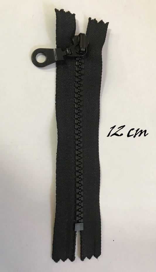 Zip Fermeture Injecté noir en 12 cm en Maille plastique à Coudre  .