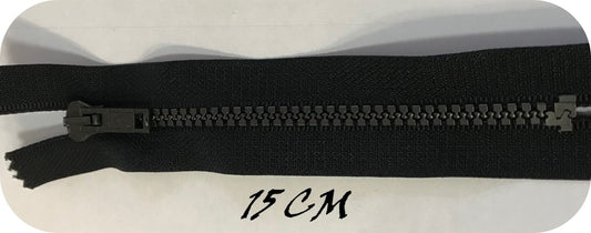 Zip Fermeture Injecté Noir en 15 cm en Maille plastique à Coudre  .