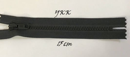 Zip Fermeture Injecté Noir en 15 cm YKK en Maille plastique à Coudre  .