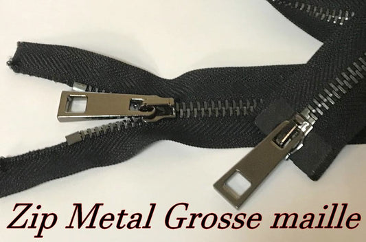 zip Fermetures à Glissière en Métal à Grosse Maille en 50 cm de Qualité pour Vos Projets de Couture et Accessoires