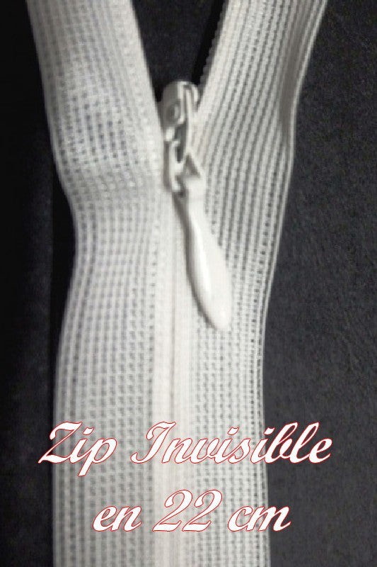 Zip invisible En 22 Cm, Coloris Blanc  Couture, Non-Séparable, Pour Jupes, Pantalons, Robes