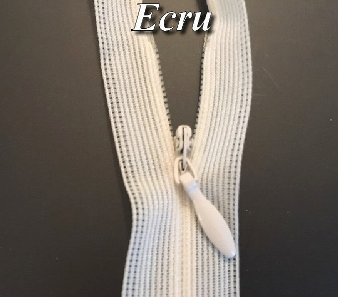 Zip invisible En 22 Cm, Coloris Ecru  Couture, Non-Séparable, Pour Jupes, Pantalons, Robes