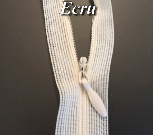 Zip invisible En 22 Cm, Coloris Ecru  Couture, Non-Séparable, Pour Jupes, Pantalons, Robes