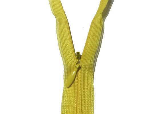 Zip invisible En 22 Cm, Coloris Jaune , Non-Séparable, Pour Jupes, Pantalons, Robes