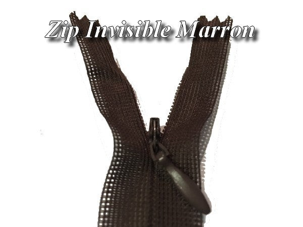 Zip invisible En 22 Cm, Coloris Marron  Couture, Non-Séparable, Pour Jupes, Pantalons, Robes