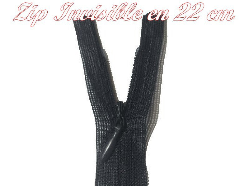Zip invisible En 22 Cm, Coloris Noir Couture, Non-Séparable, Pour Jupes, Pantalons, Robes