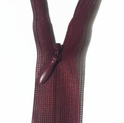 Zip invisible En 22 Cm, Coloris Rouge Lie De Vin , Non-Séparable, Pour Jupes, Pantalons, Robes