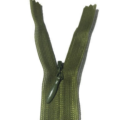 Zip invisible En 22 Cm, Coloris Vert kaki , Non-Séparable, Pour Jupes, Pantalons, Robes