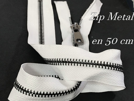 Zip Metal Fermeture A Glissière Métal Maille Bronze En 50 Cm Blanche Ouvrable