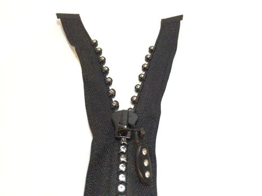 Zip Strass en 75 cm Noir Séparable , A Coudre.